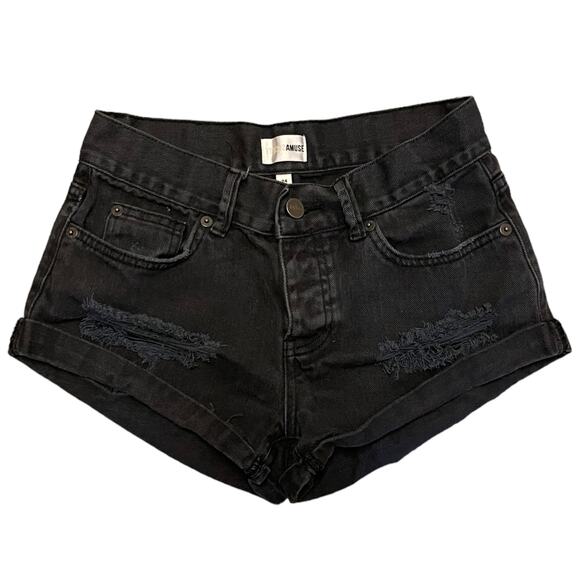 Amuse Society Black Denim Jean Shorts Size 24" - Picture 1 of 2